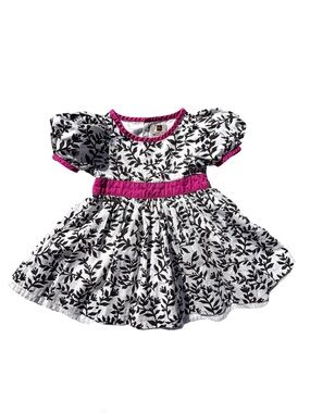Tea Collection Vintage Elevester Floral Dress Magenta Black 12-18 Months EUC